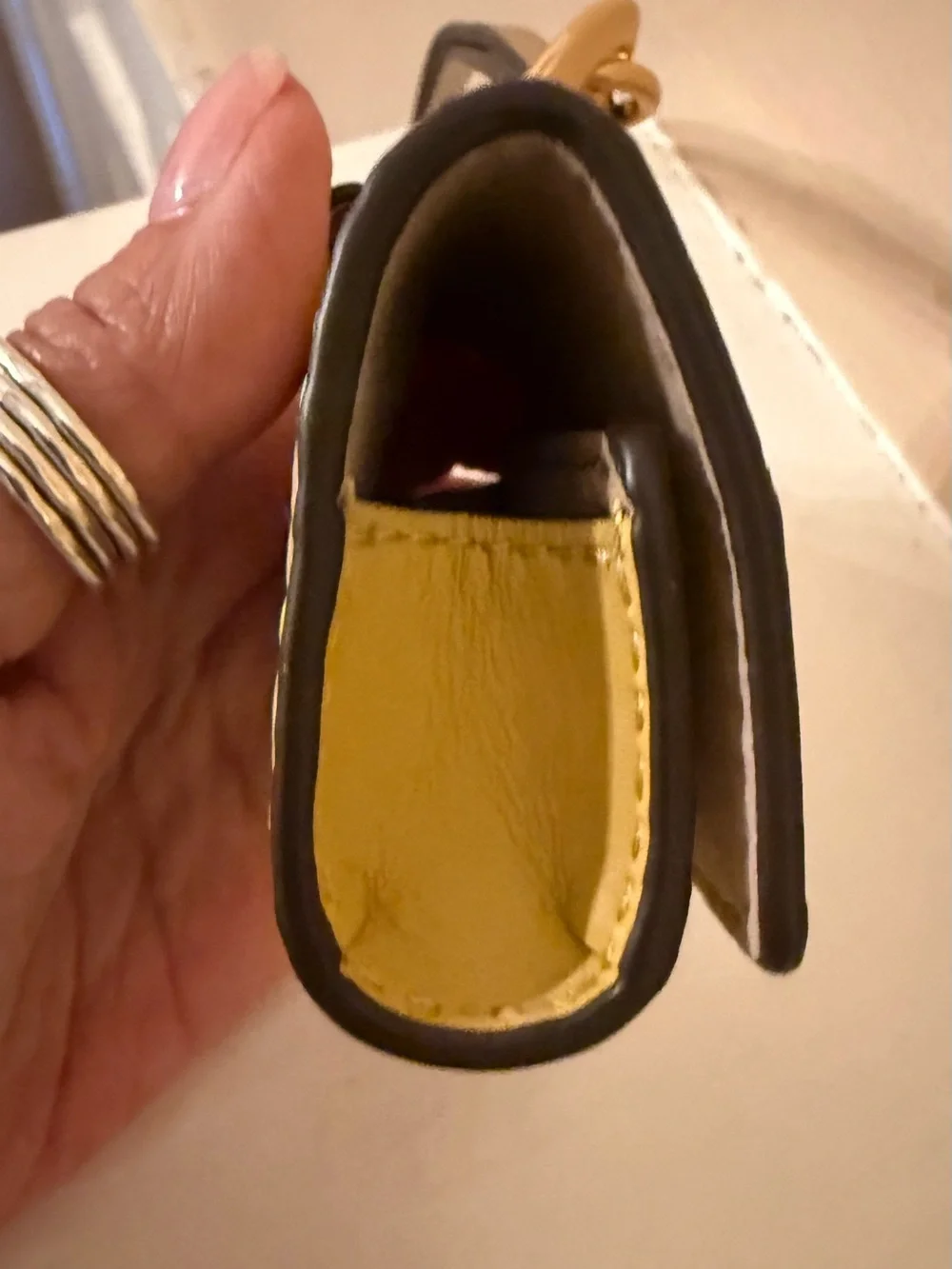 Tory Burch T Monogram Embossed Leather AirPods Pro Case Golden Sunset Yellow EUC